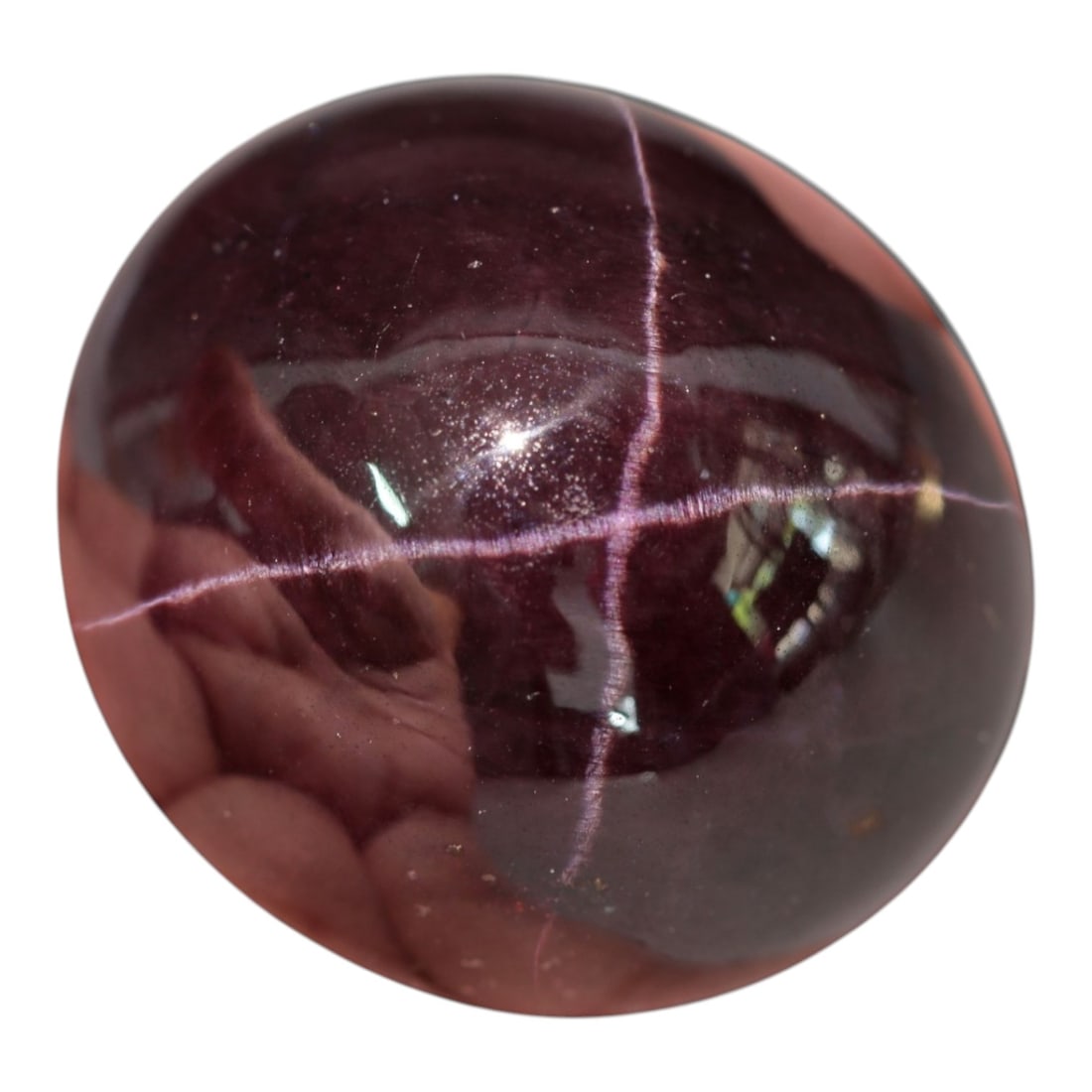 156 Carats Deep Burgundy Star Garnet Round Cabochon - Natural Loose Gemstone, 24XC: This exceptional star garnet is a once-in-a-lifetime collector's masterpiece, boasting a rich, velvety deep burgundy hue that radiates warmth and depth. Its perfectly domed, flawlessly polished surfac