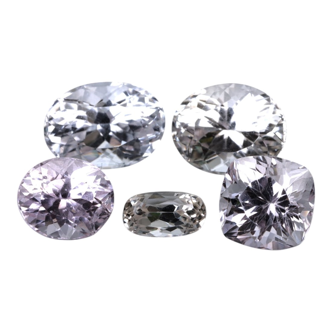 33.02 Carats Pastel Pink Kunzite Selection - Natural Afghan Stones 9-14mm, 68XH: This soft, luminous selection of kunzite gems exudes delicate elegance in shades of pale pink, lilac, and icy rose. Each stone displays impressive brilliance with precision faceting that highlights ku