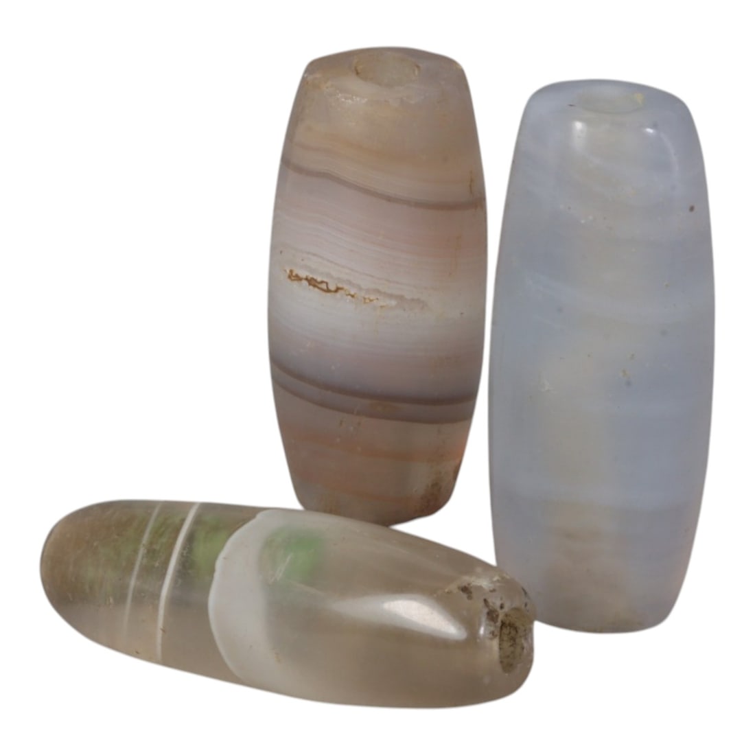 Lot of 3 Antique Central Asian / Himalayan Banded Agate Trade Beads, 15th-19th Century., 61AK (1 of 1)