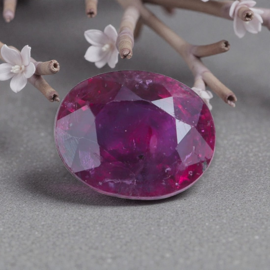 0.78 Carats Natural Pinkish Red Mozambique Ruby Oval Cut, 19AL: This oval-cut natural ruby showcases a rich pinkish-red hue, with subtle tonal variations and natural internal characteristics that add organic depth and warmth to its appearance. The faceted cut feat