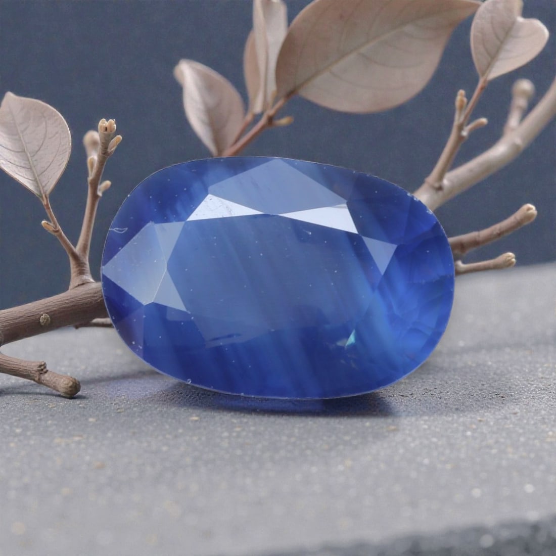 1.47 Carats Natural Royal Blue Madagascar Sapphire Oval Cut, 84AK: This oval-cut Madagascar blue sapphire features a rich, saturated royal blue hue, with subtle natural banding that adds organic depth and dimensionality to its appearance. The faceted cut showcases br