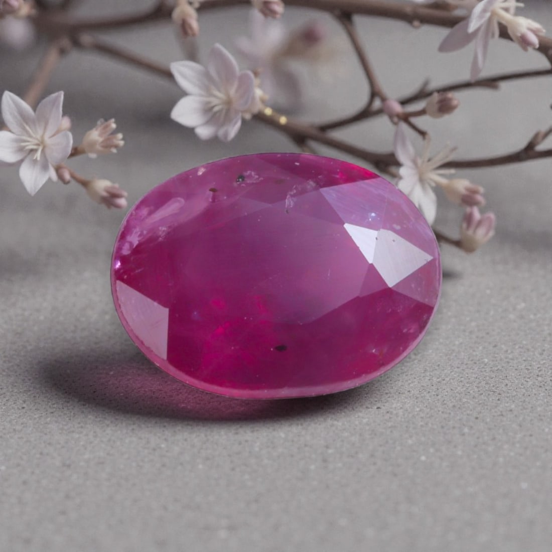1.17 Carats Natural Pinkish Red Mozambique Ruby Oval Cut, 77AL: This oval-cut natural ruby displays a rich pinkish-red hue, with subtle tonal variations that add organic depth to its appearance. The faceted cut features well-proportioned facets that create gentle 