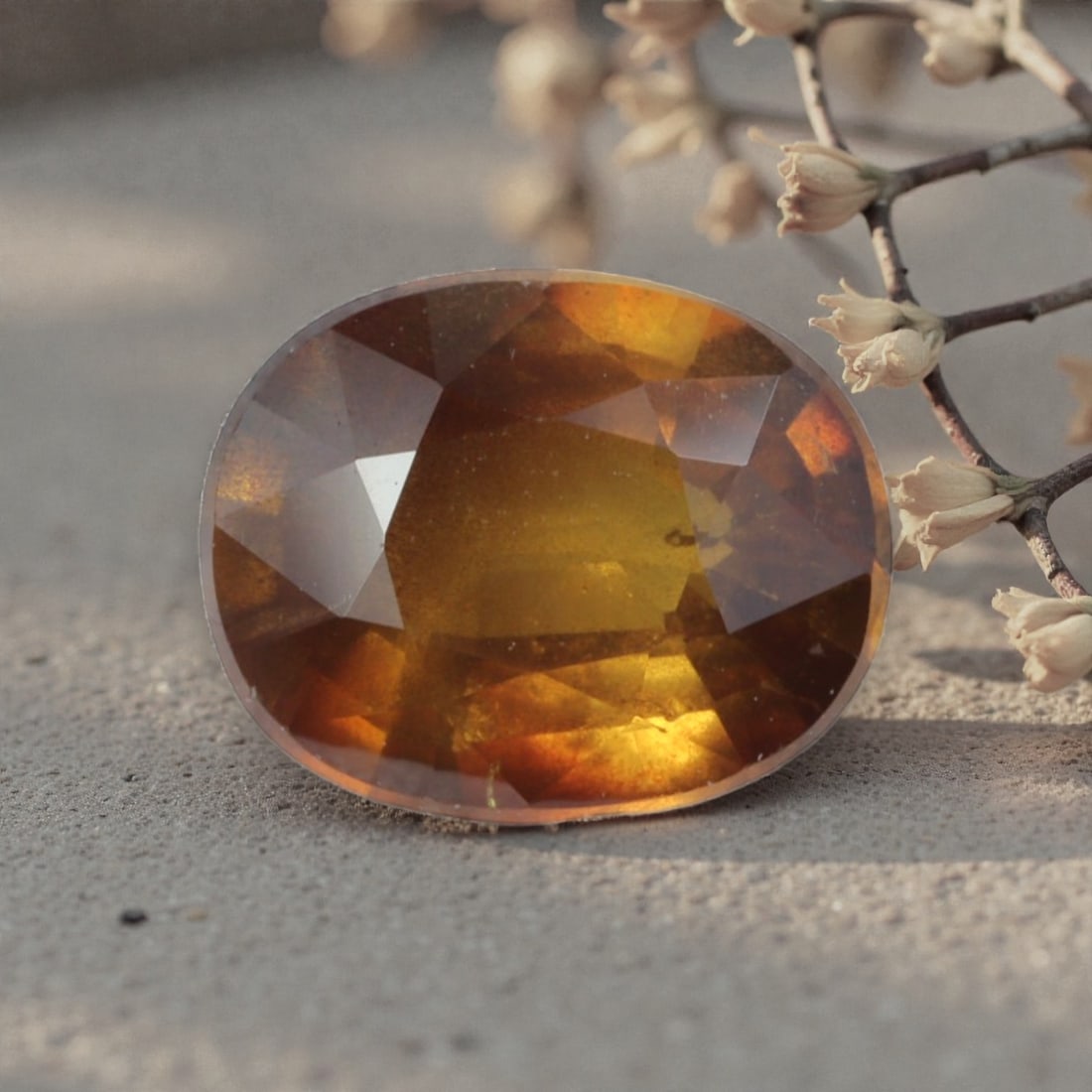 1.58 Carats Natural Madagascar Yellow Sapphire Oval Cut, 42AL: This oval-cut natural yellow sapphire showcases a rich, warm golden hue with subtle amber undertones, evoking the radiant glow of Madagascar's tropical sun. The faceted cut features well-proportioned 