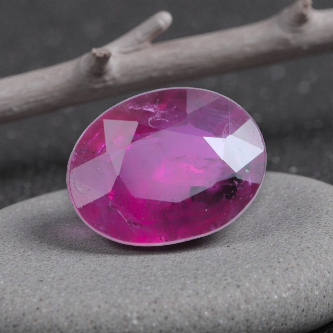 1.04 Carats Natural Pinkish Red Mozambique Ruby Oval Cut, 2AL: This oval-cut natural ruby showcases a rich pinkish-red hue with subtle purple undertones, featuring natural inclusions and faint internal characteristics that add organic depth and authenticity to it