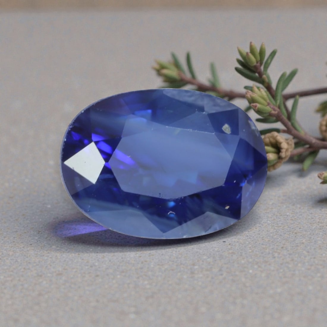 1.40 Carats Natural Royal Blue Madagascar Sapphire Oval Cut, 81AK: This oval-cut Madagascar blue sapphire exhibits a rich, saturated royal blue hue, with subtle tonal variations that add depth and dimensionality to its vivid color. The faceted cut features well-propo