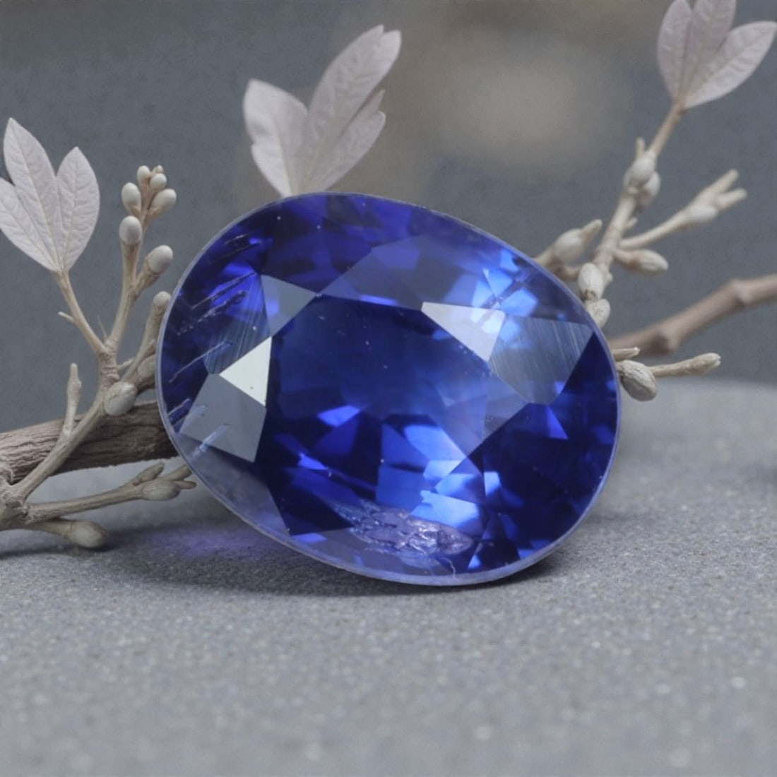 0.54 Carats Natural Sri Lankan Blue Sapphire Oval Cut, 22AL: This oval-cut natural blue sapphire showcases a rich, saturated royal blue hue, reminiscent of a deep midnight sky. The faceted cut features well-proportioned facets that create brilliant light play, 