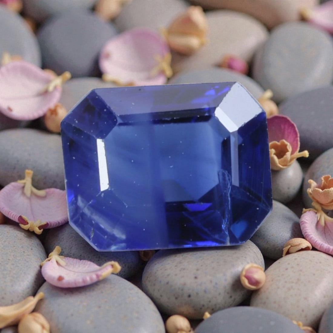 0.71 Carats Natural Royal Blue Madagascar Sapphire Emerald Cut, 81AL: This striking Madagascar blue sapphire showcases a rich, saturated royal blue hue, with subtle natural color zoning that adds depth and organic character to its appearance. The classic emerald step-cu