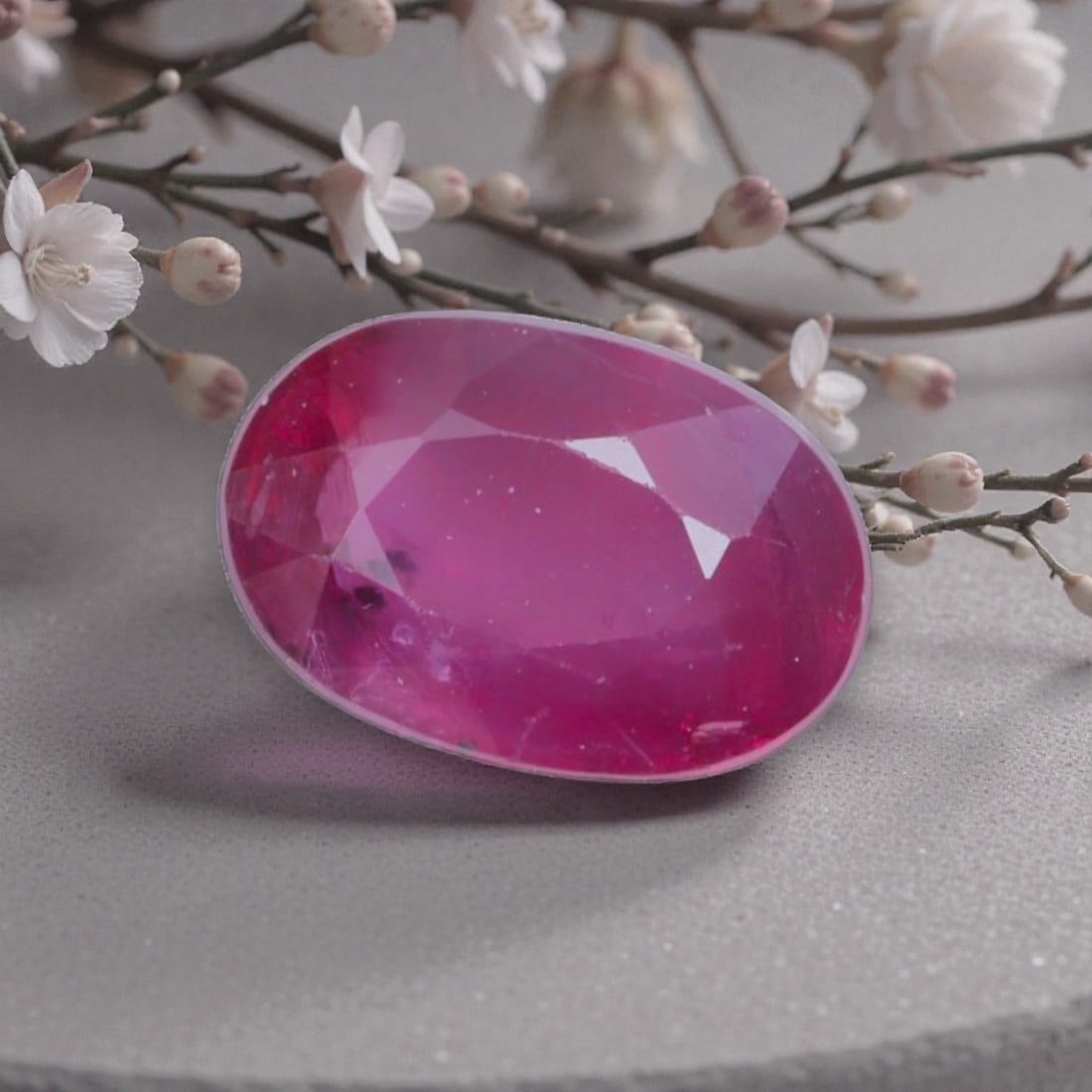 0.61 Carats Natural Pinkish Red Mozambique Ruby Oval Cut, 13AL: This oval-cut natural ruby presents a soft pinkish-red hue, with subtle tonal variations and natural internal characteristics that add organic depth and warmth to its appearance. The faceted cut featu