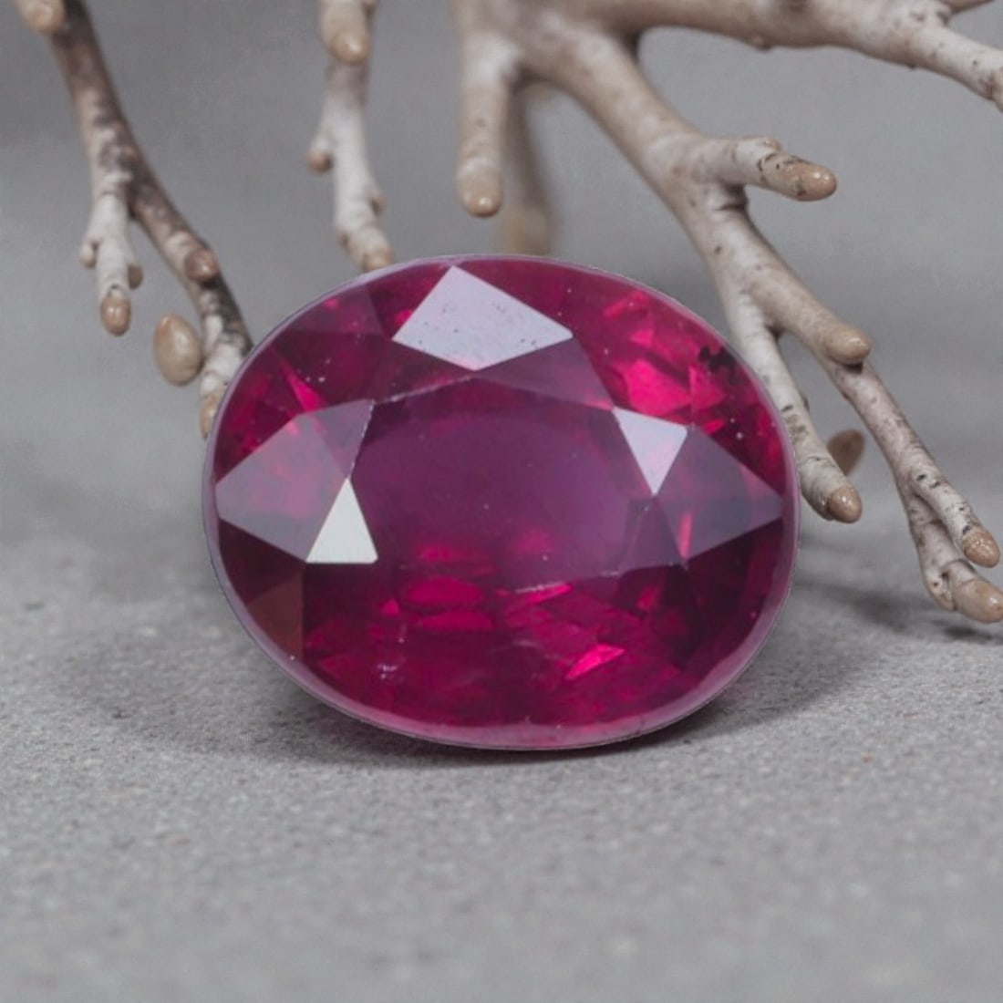 0.70 Carats Natural Vivid Red Mozambique Ruby Oval Cut, 21AL: This oval-cut natural ruby displays a rich, saturated vivid red hue, with subtle tonal variations that add organic depth and vibrancy to its appearance. The faceted cut features well-proportioned face