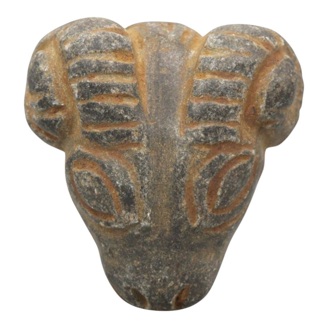 Ancient Stone Ram Head Amulet - Near Eastern Zoomorphic Protective Figurine, 5ZR (1 of 2)