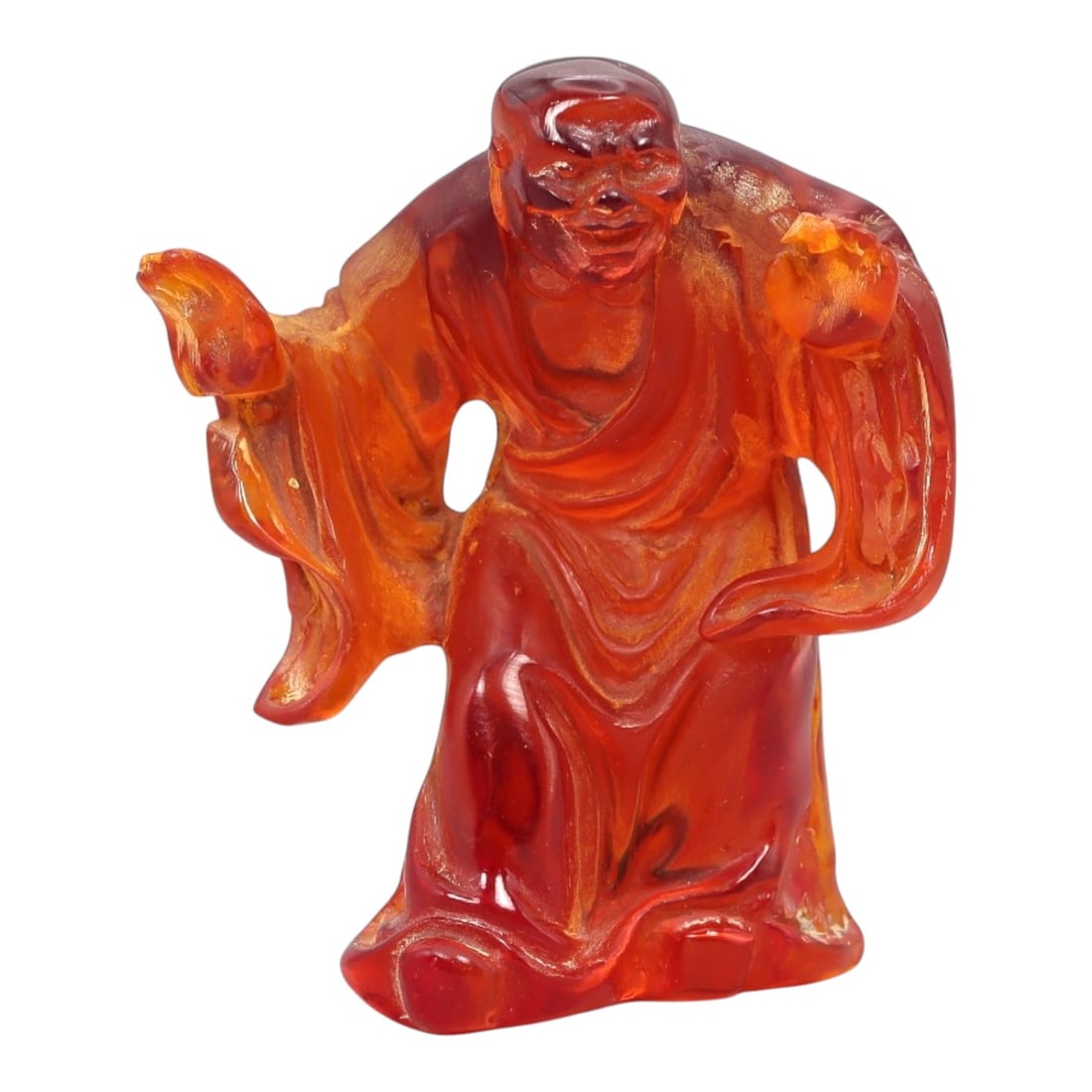 A Chinese Amber-Resin Figure of a Luohan, 20th Century, 42FH (1 of 2)