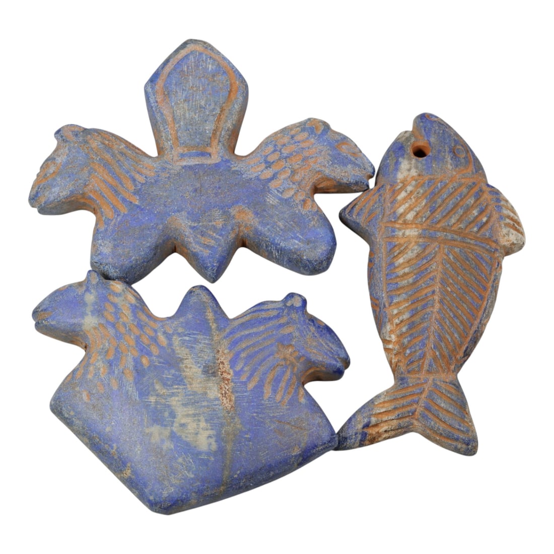 Lot of 3 Ancient Near Eastern Lapis Lazuli Amulets, 78WP (1 of 1)
