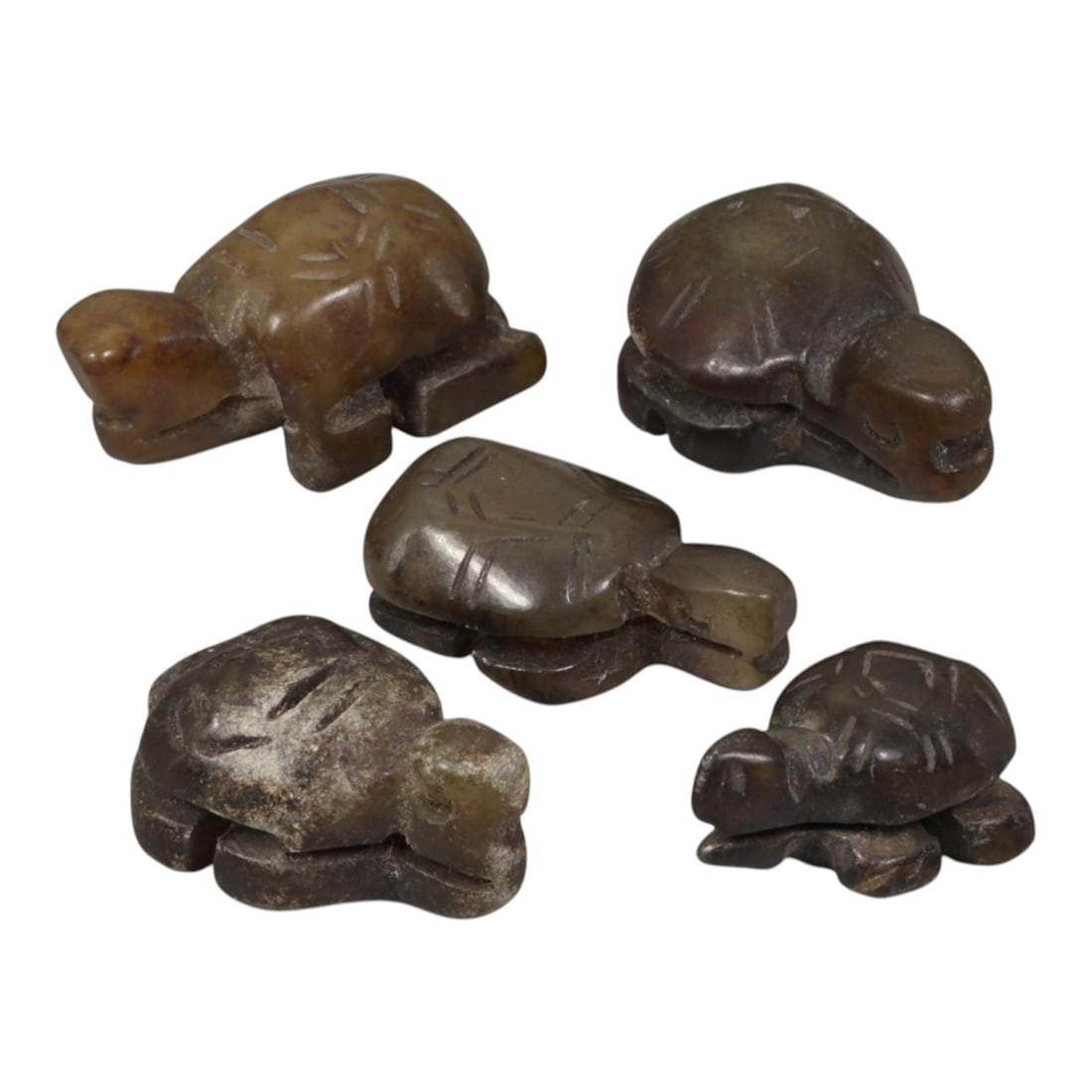 A Lot of 5 Antique Chinese Qing Dynasty Jade Tortoise Carvings, 98WT (1 of 1)