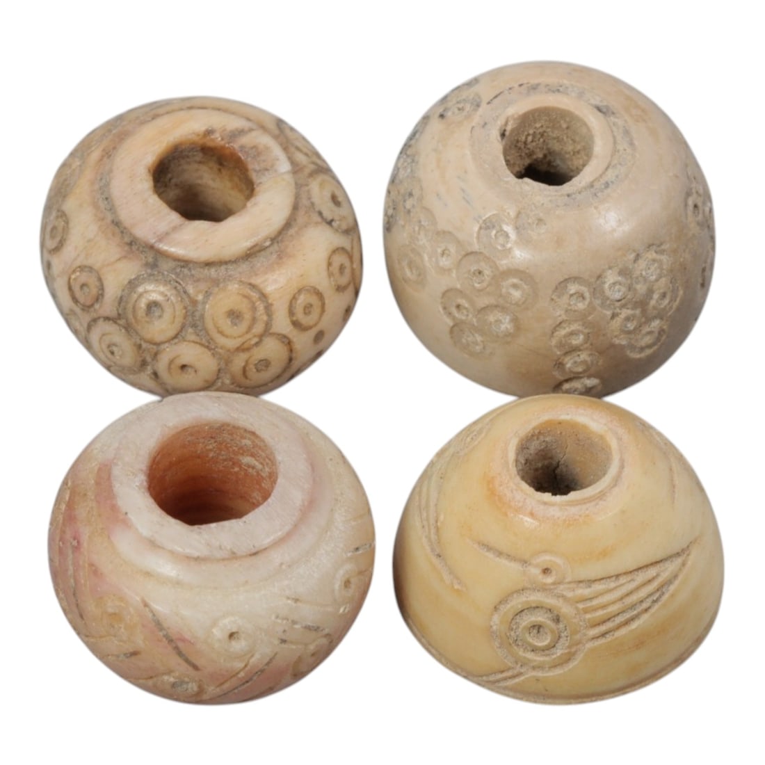 A Lot of 4 Ancient Silk Road Bone Spindle Whorls, 95WK (1 of 1)