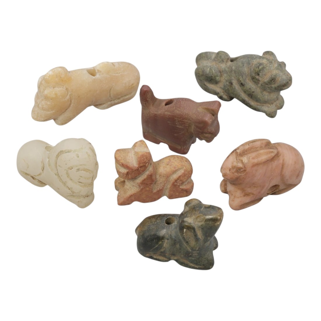 Lot of 7 Ancient Bactrian Multi-Stone Zoomorphic Amulets, 81AH (1 of 1)