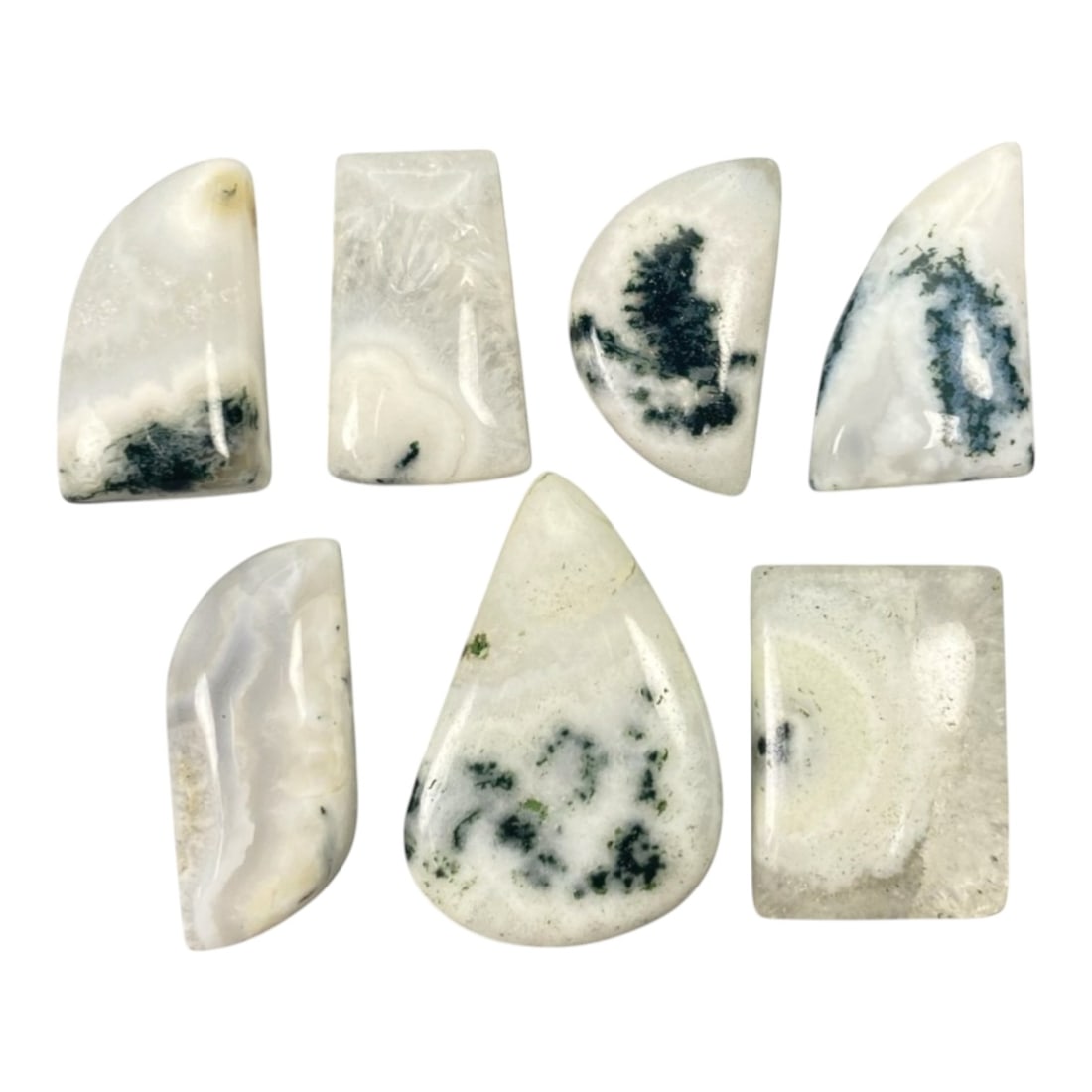 162.99 Carats Solar Quartz Cabochon Parcel - Natural Loose Gemstones, 93ZL: This substantial parcel of solar quartz cabochons, weighing a total of 162.99 carats with individual dimensions ranging from 2.3 to 3.2 cm, showcases the gemstone's ethereal, crystalline beauty. Each 