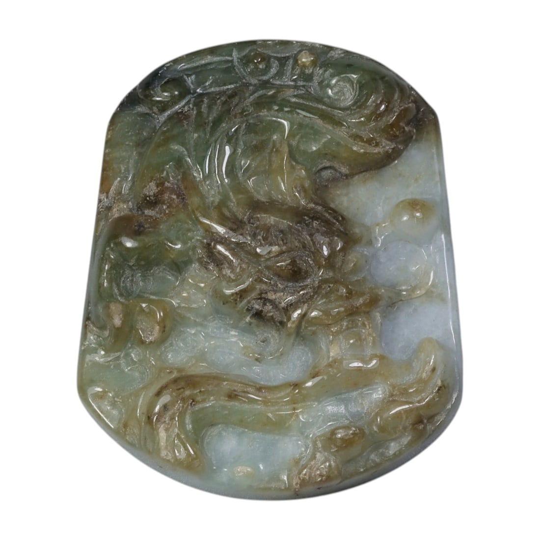 A Vintage Oriental Chinese Jadeite Jade Dragon Pendant, 38AG (1 of 2)