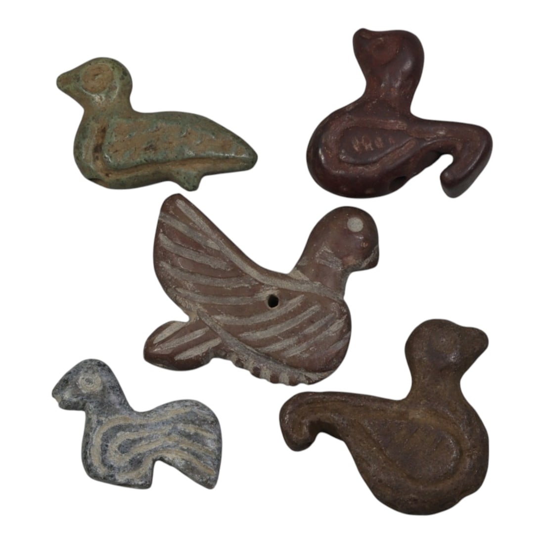 Lot of 5 Ancient Coptic Egyptian Stone Bird Amulets, Circa Roman to Coptic Era, 97WP (1 of 1)