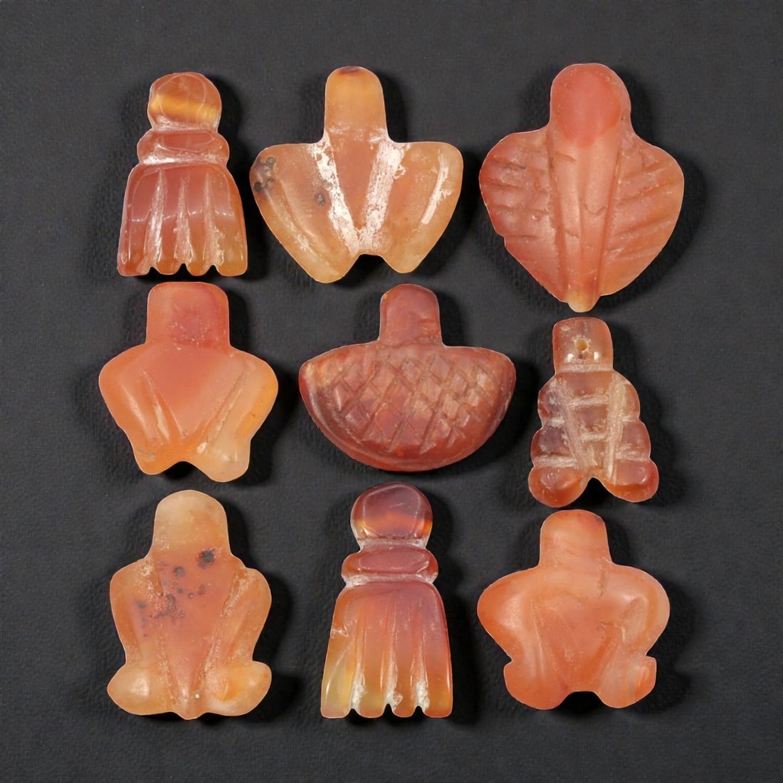 Lot of 9 Natural Coptic Egyptian Carnelian Amulets, Circa Roman to Coptic Era, 70WT (1 of 1)