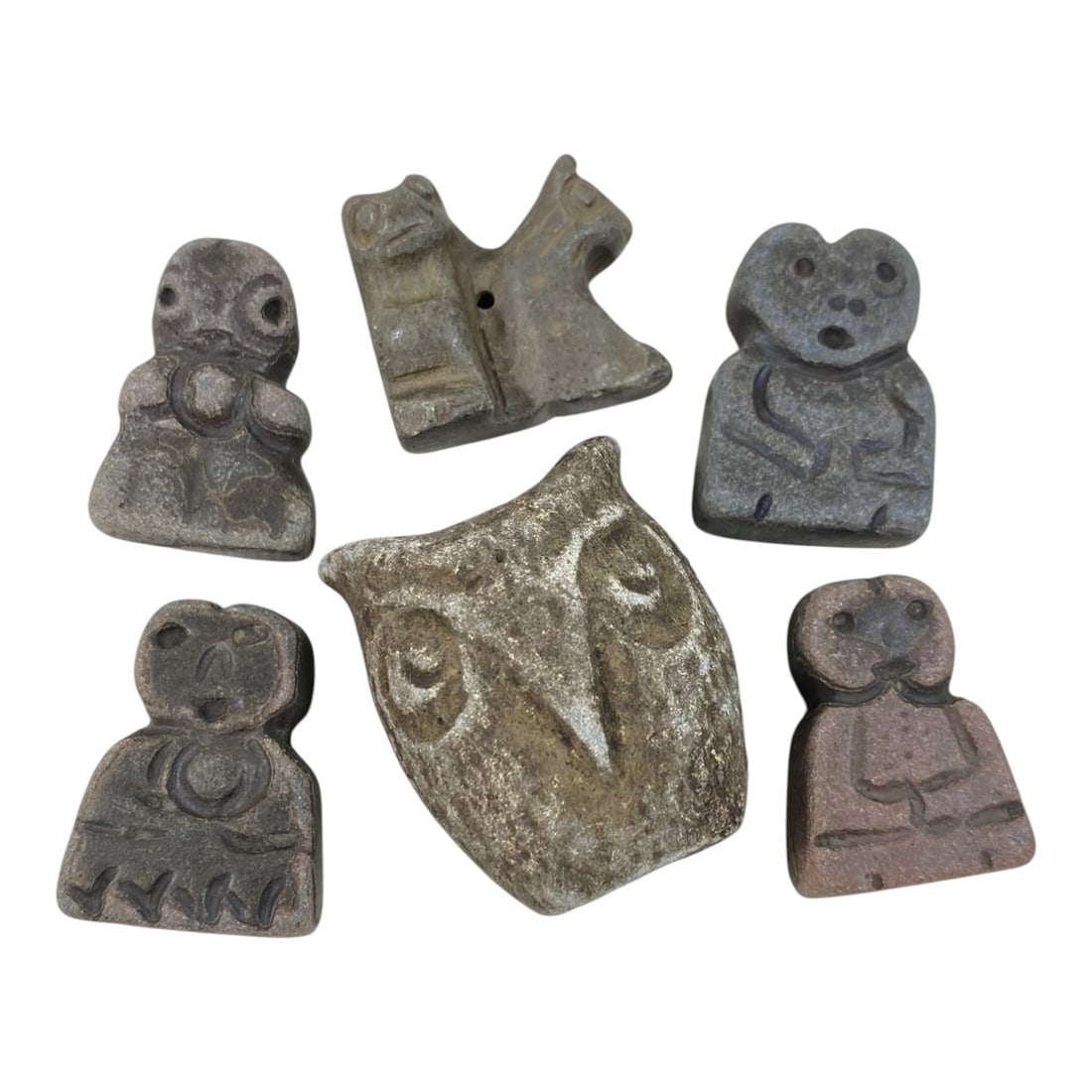 A Lot of 6 Ancient Stone Figural Amulets, 16AC (1 of 1)