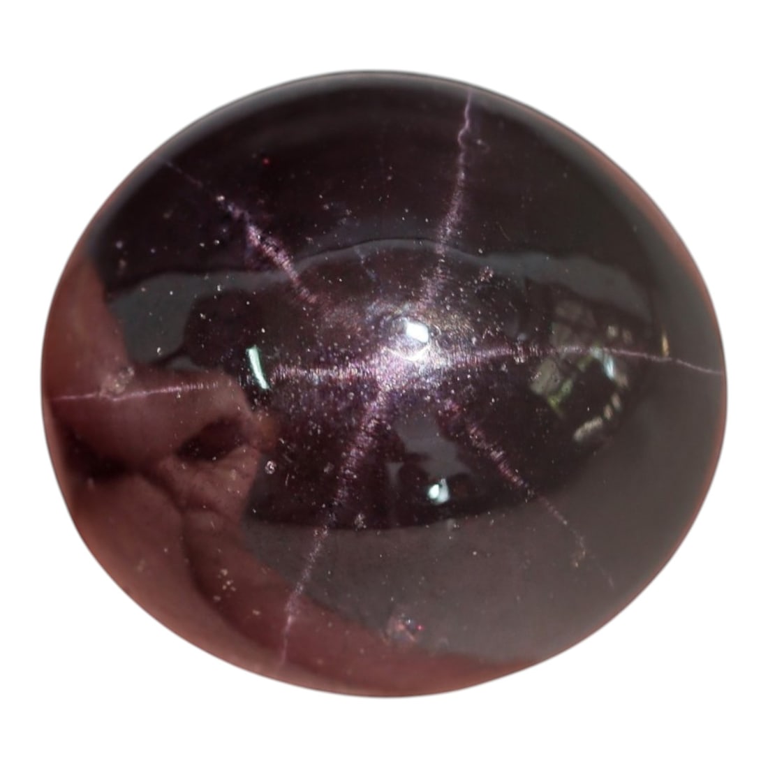 37.87 Carats Deep Red Star Garnet Round Cabochon - Natural Loose Gemstone, 22XC: This extraordinary star garnet is a true collector's piece, featuring a rich, deep crimson hue that evokes the intensity of aged wine. Its perfectly rounded, highly polished cabochon surface hosts a v