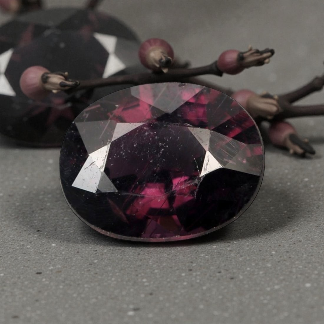 1.146 Carats Certified Dark Purple Orangy Spinel - Natural Gemstone, LZ268: This singular oval mixed-cut spinel captivates with a deep purple hue infused with warm, orangy undertones, creating a rich, velvety appearance that shifts subtly under light. The stone's faceting enh