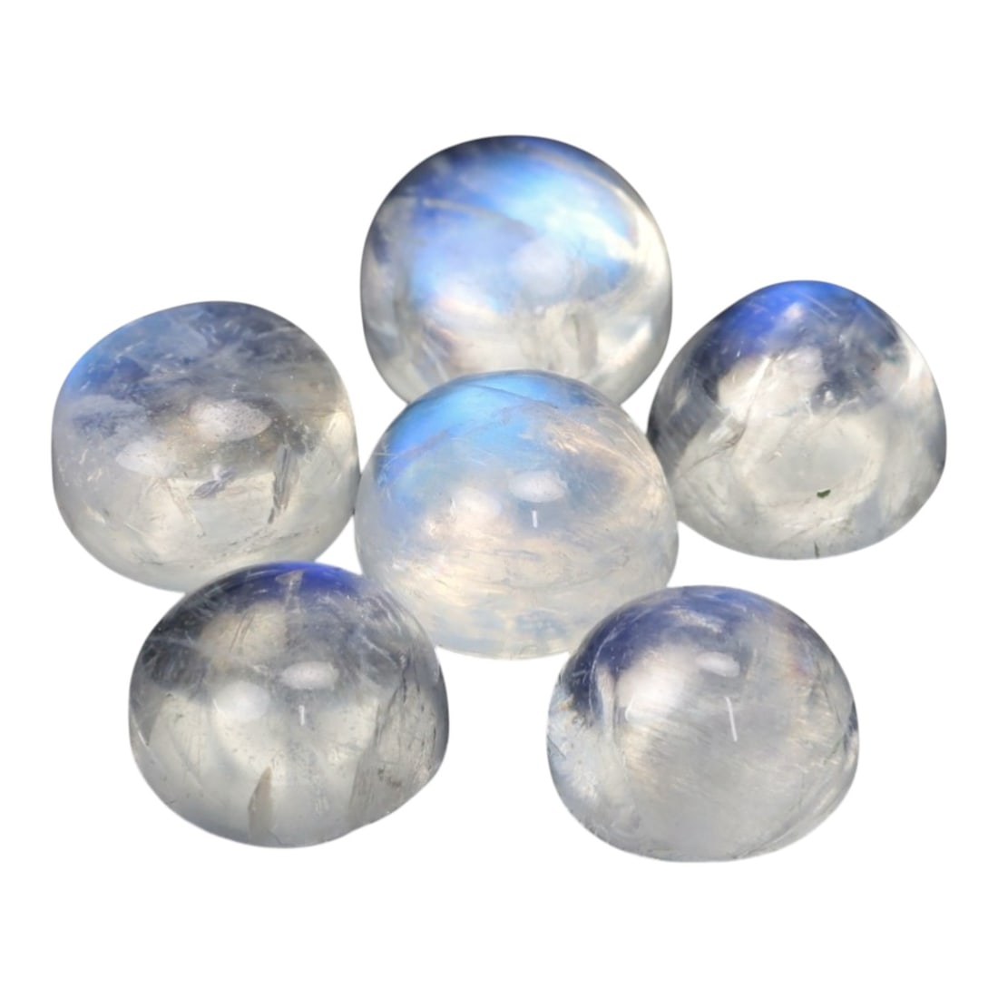6.05 Carats Blue Sheen Moonstone Cabochon Parcel - Natural Indian Stones, 100XN (1 of 1)