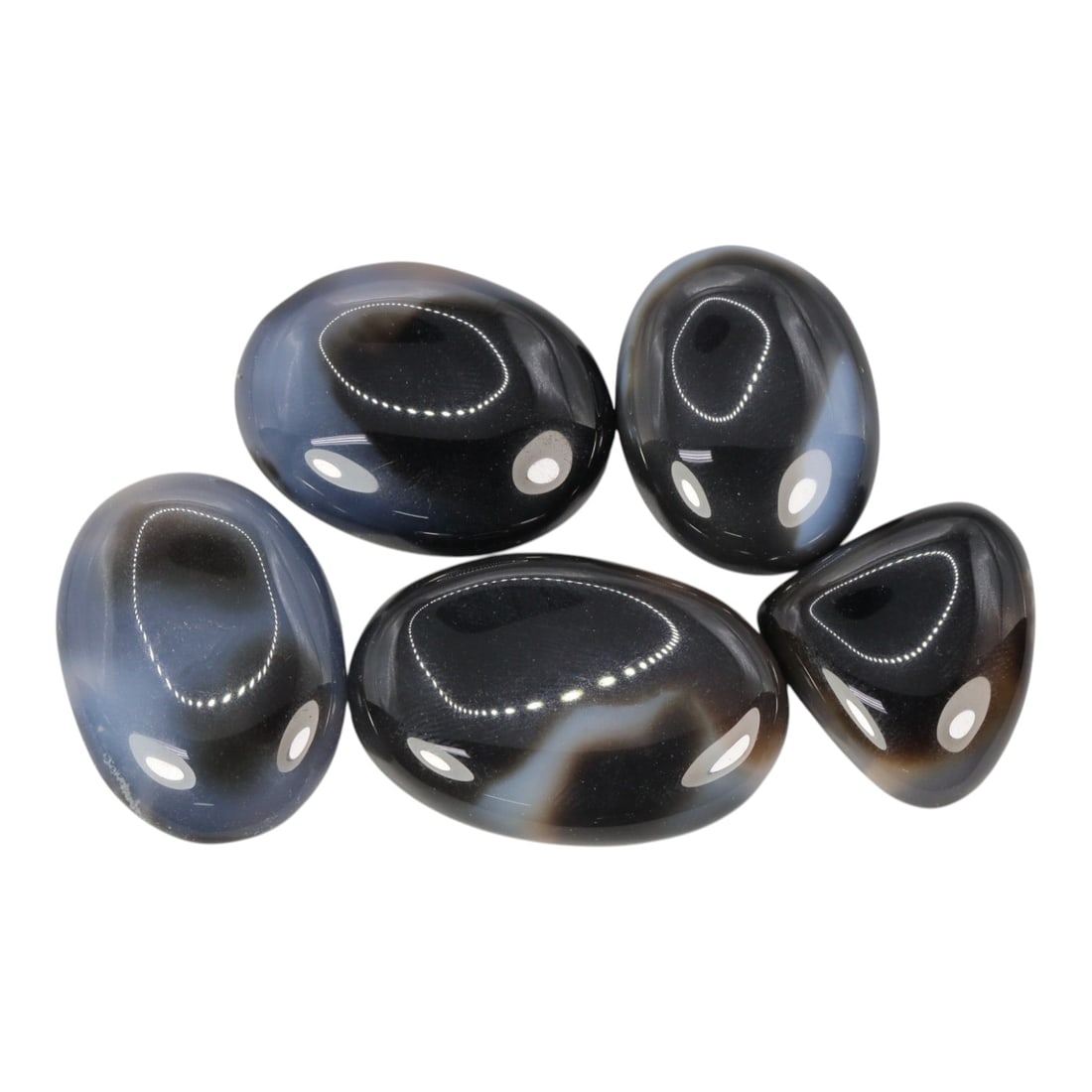 256.26 Carats Natural Banded Agate Cabochon Parcel (5 Pieces), 84WC (1 of 1)