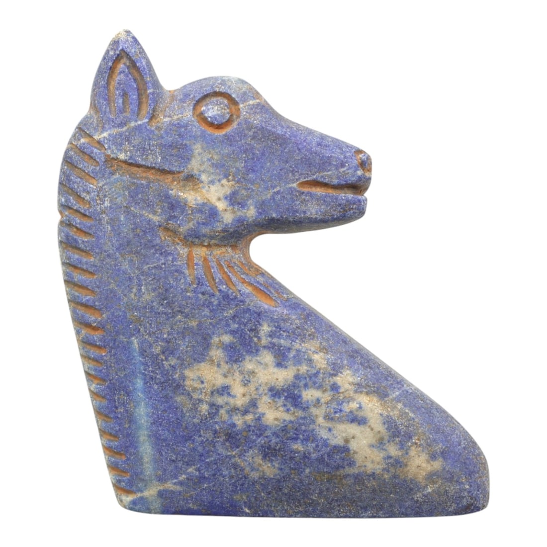 Near Eastern Lapis Lazuli Plaque - Tribal Art Zoomorphic Canid Head Relief, 33ZA (1 of 2)