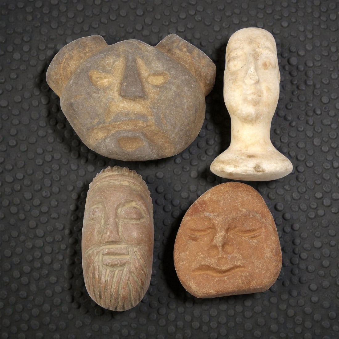 Lot of 4 Ancient Near Eastern Stone Heads, Circa 1st Millennium BCE, 5AE (1 of 1)