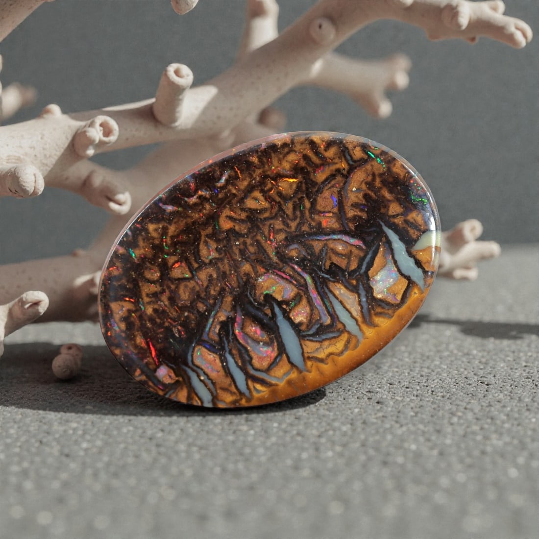 5.61 Carats Color-Flecked Koroit Boulder Opal - Natural Australian Stone, LZ45 (1 of 2)