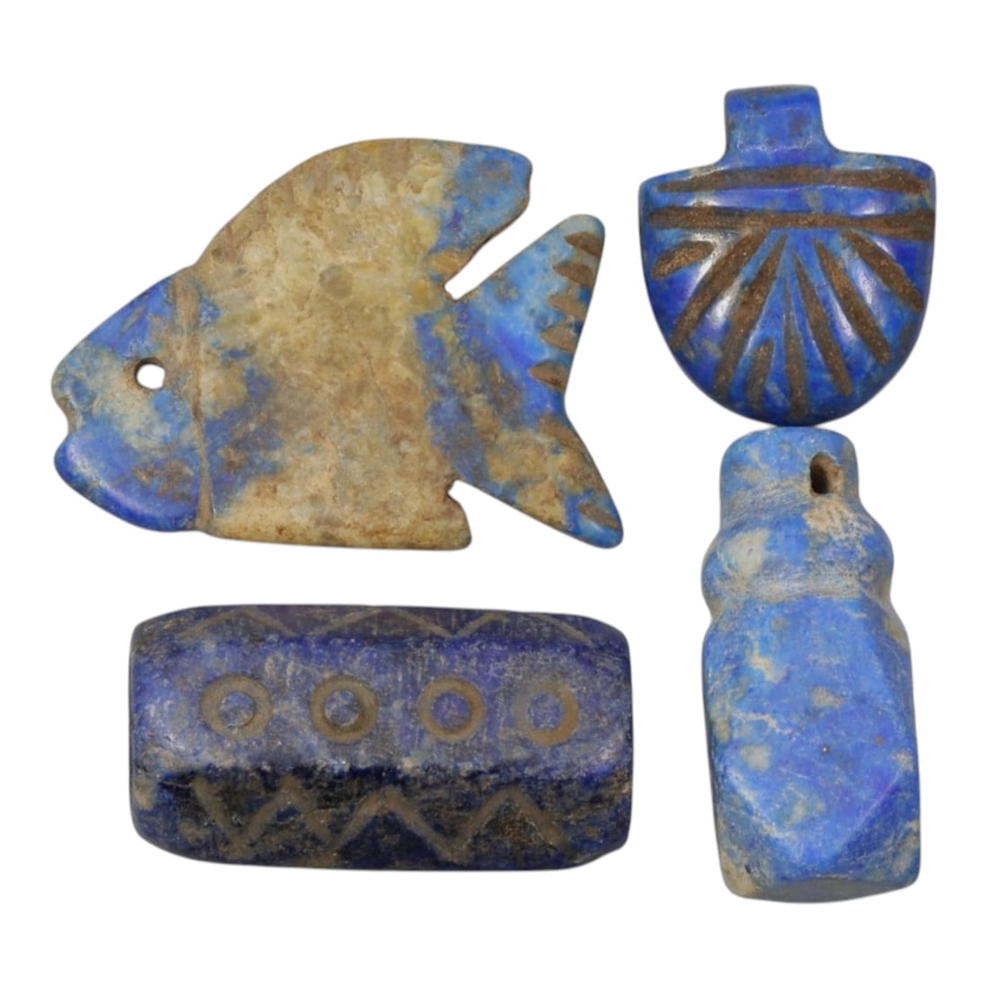 Lot of 4 Ancient Parthian Lapis Lazuli Amulets, 49WM (1 of 1)