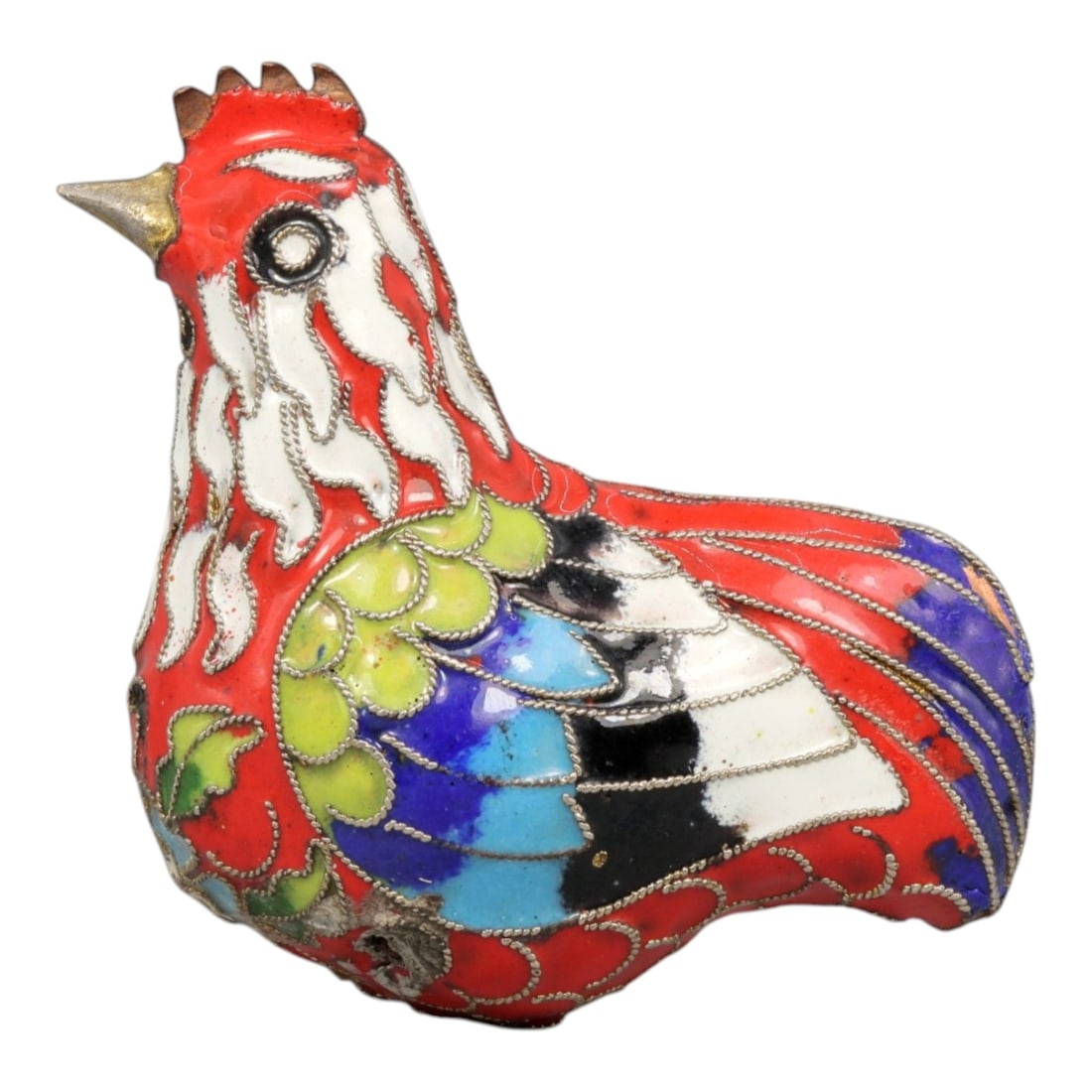 A Chinese Cloisonne Enamel Rooster Effigy, 20th Century, 79YC (1 of 2)