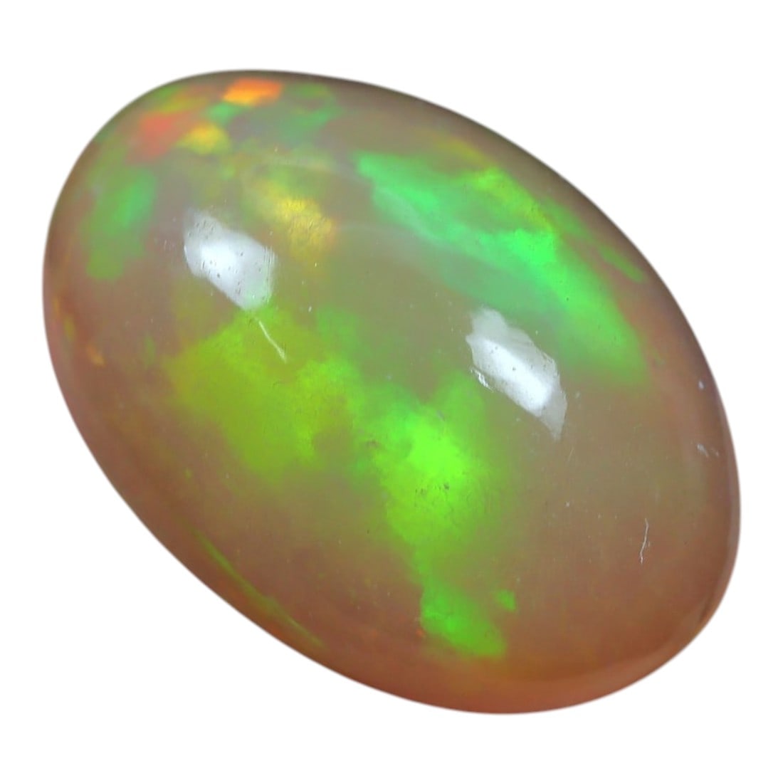 2.72 Carats Play-of-Color Welo Opal - Natural Ethiopian Gem 11x8mm, 30XC: This captivating Welo opal gleams with a luminous cascade of multi neon color that ripple across the stone's surface with every movement. The play-of-color is vivid and well-distributed, presenting a 