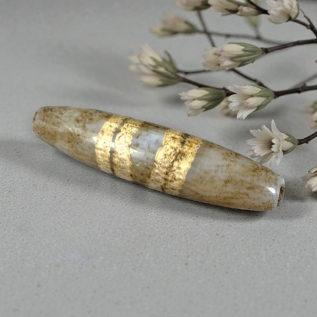 Antique Himalayan Tibetan Agate Etched Chung Dzi Bead, 35AN (1 of 2)
