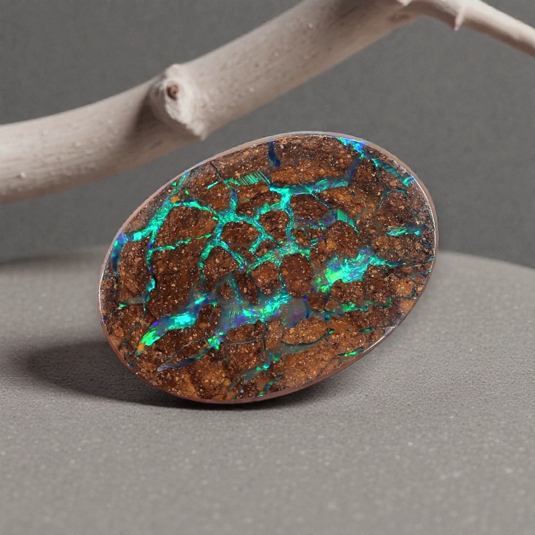 1.66 Carats Electric Green Web Matrix Boulder Opal - Natural Australian Stone, LZ47 (1 of 2)