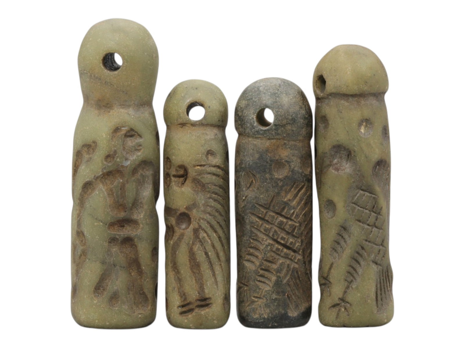 A Lot of 4 Ancient Mesopotamian Serpentine Cylinder Seals, 46WP (1 of 1)