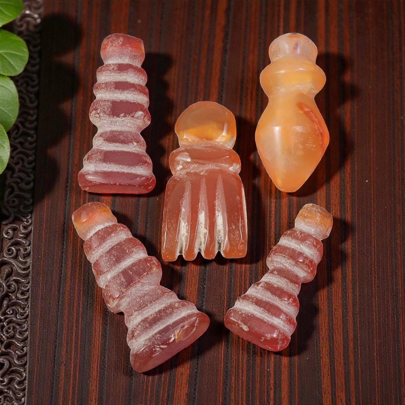 Lot of 5 Ancient Coptic Egyptian Carnelian Amulets, Circa Roman Period to Coptic Era, 81AD (1 of 1)