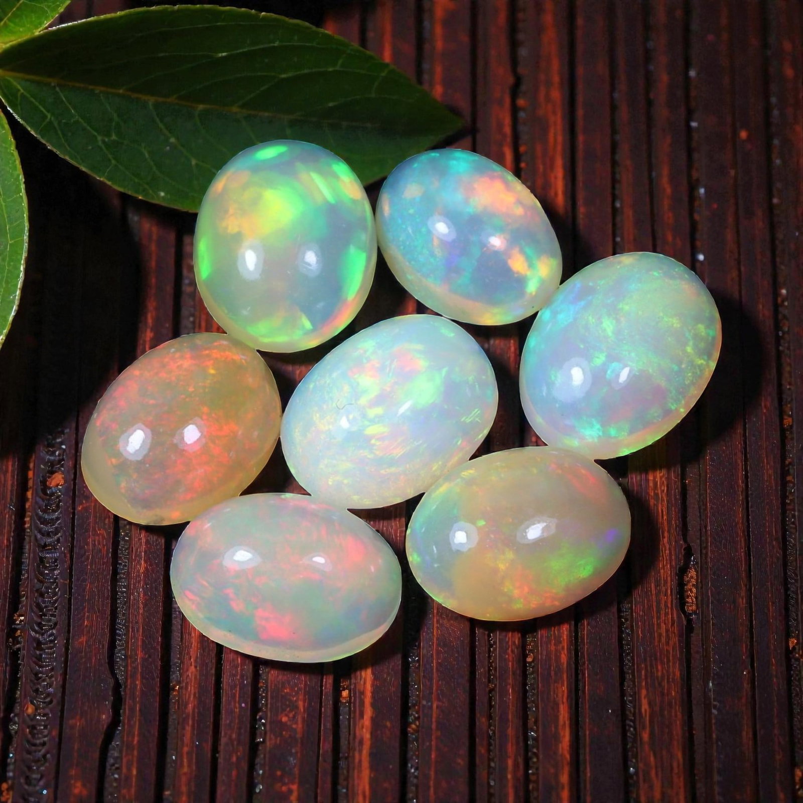 8.21 Carats Multicolor Welo Opal Oval Cabochon Parcel - Natural Ethiopian Stones, 55XC (1 of 1)