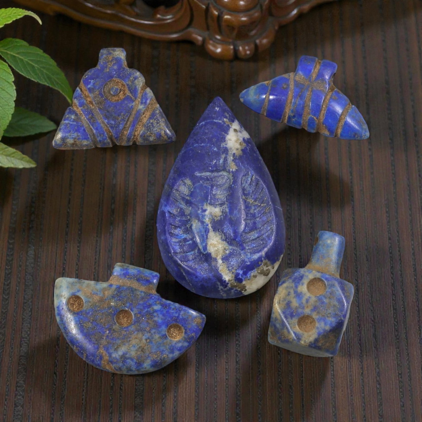 Lot of 5 Parthian Period Lapis Lazuli Amulets, Circa 3rd Century BCE-3rd Century CE, 29AE (1 of 2)