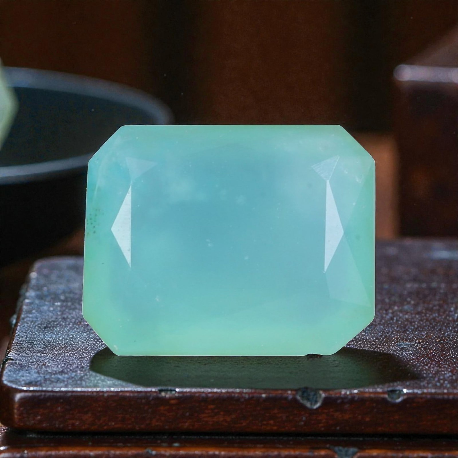 1.39 Carats Soft Aqua Peruvian Paraiba Opal Emerald Cut - Natural Stone, 88XY (1 of 1)