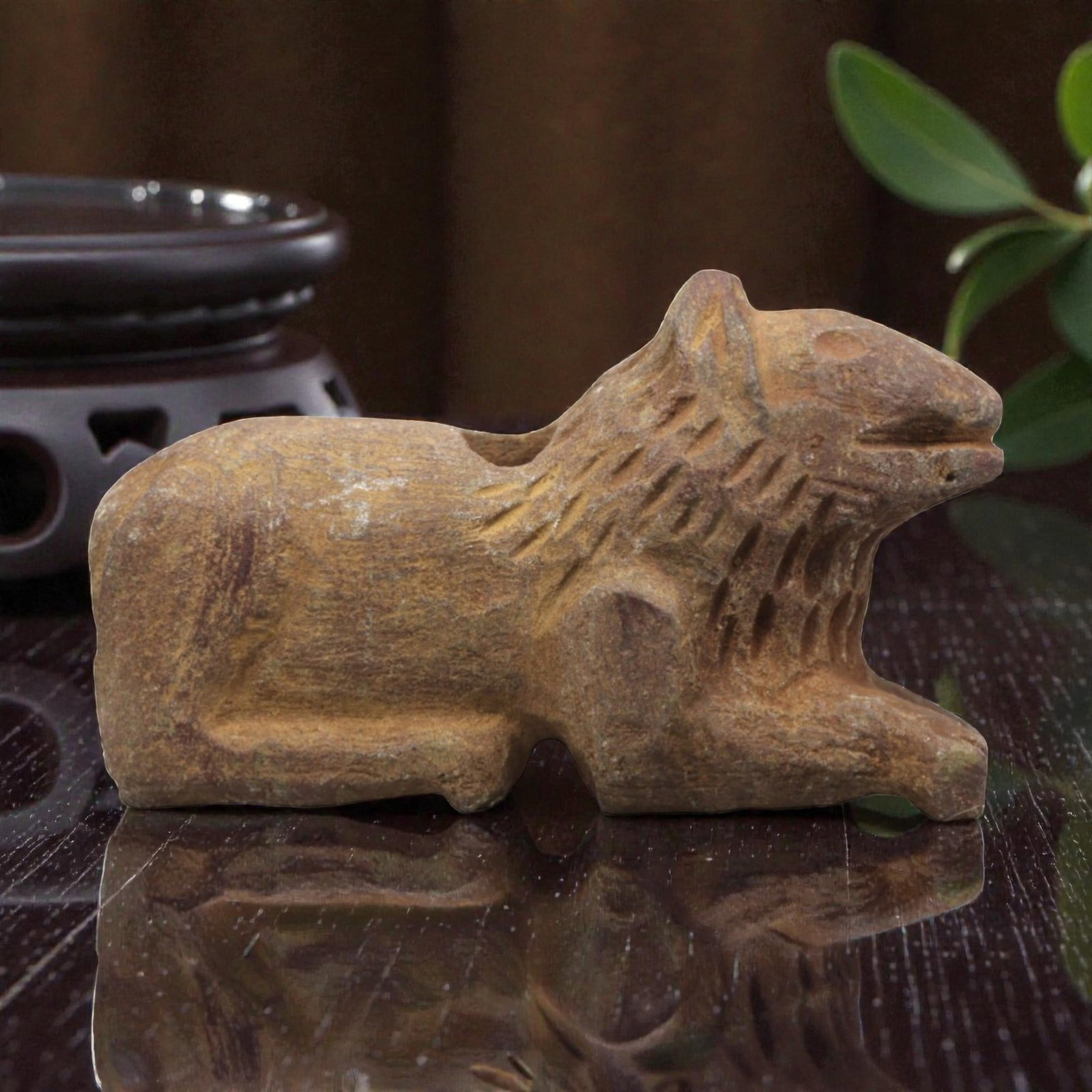 Ancient Stone Lion Amulet - Near Eastern Recumbent, 42ZR (1 of 2)