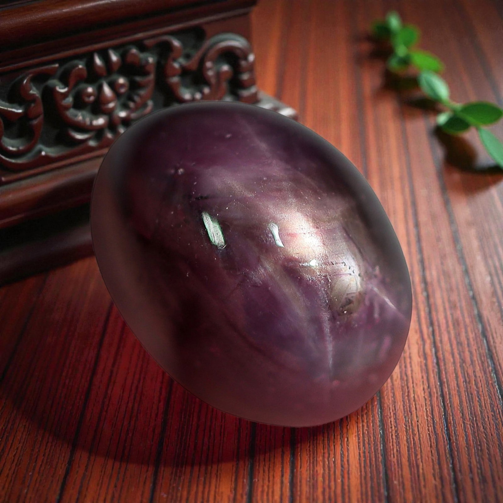 4.77 Carats Deep Magenta Star Ruby Oval Cabochon - Natural Loose Gemstone, 37XC: This striking star ruby displays a rich, saturated magenta hue that shifts between deep rose and vivid crimson under light, creating a dramatic backdrop for its distinct six-rayed star. The star's sof