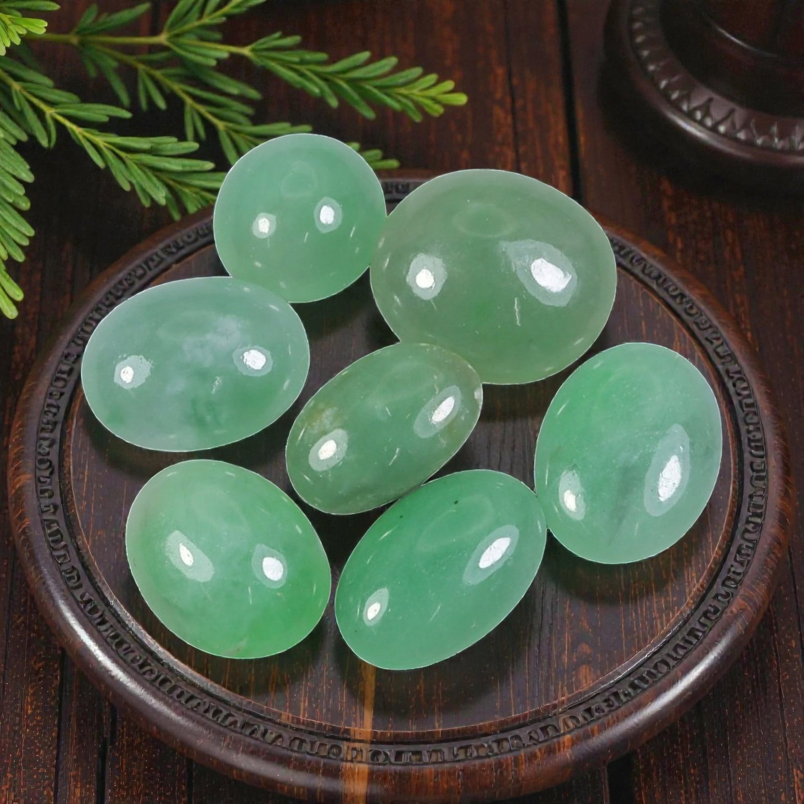 17.62 Carats Natural Type A Burmese Jadeite Cabochon Lot, 96AJ: Let me share with you this sweet little lot of seven natural jadeite cabochons, each one glowing with its own soft, fresh green hue! Look at the lovely range of springtime greens here-from pale mint t