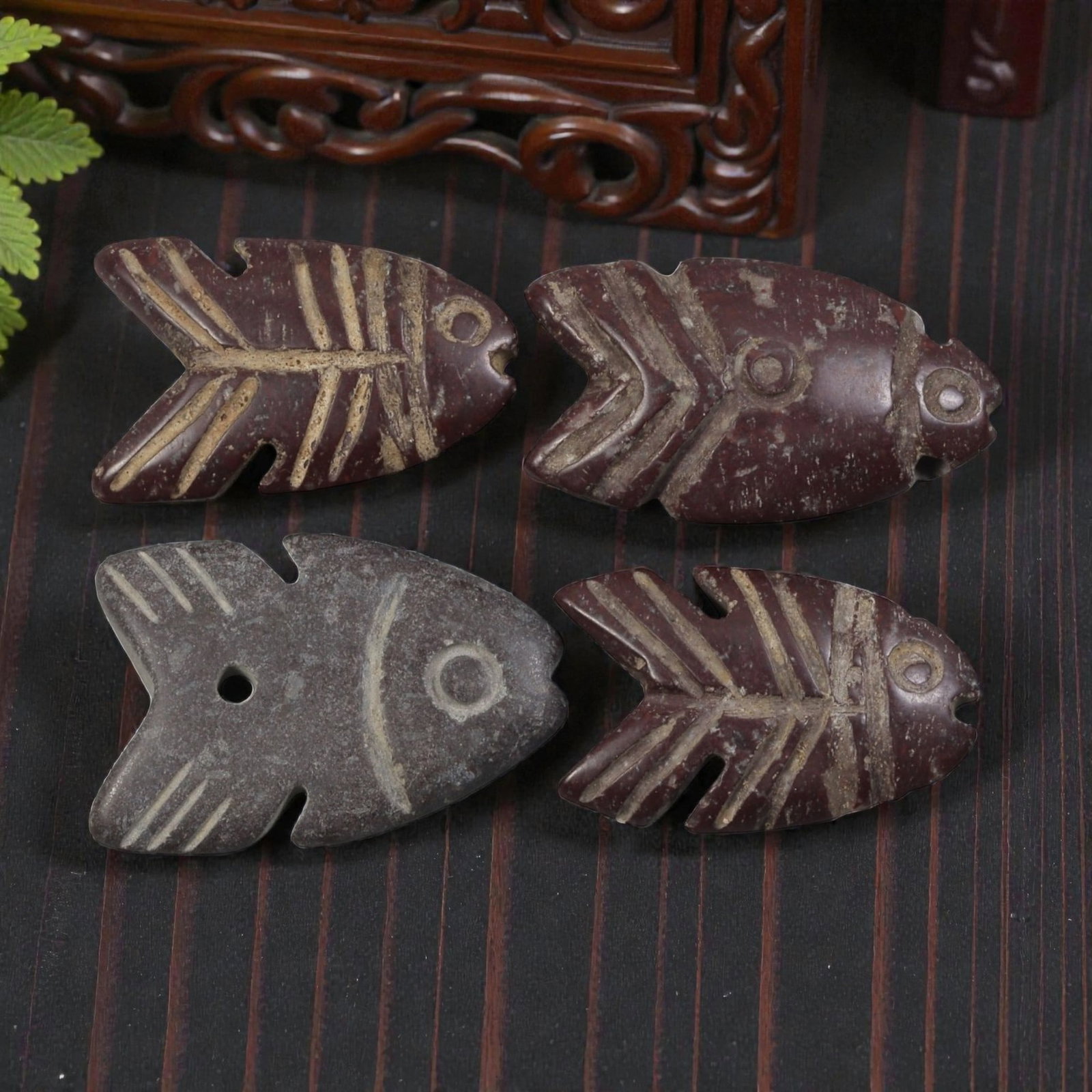Lot of 4 Ancient Egyptian Stone Fish Amulets, Circa Late Period to Roman Period, 46AE (1 of 1)