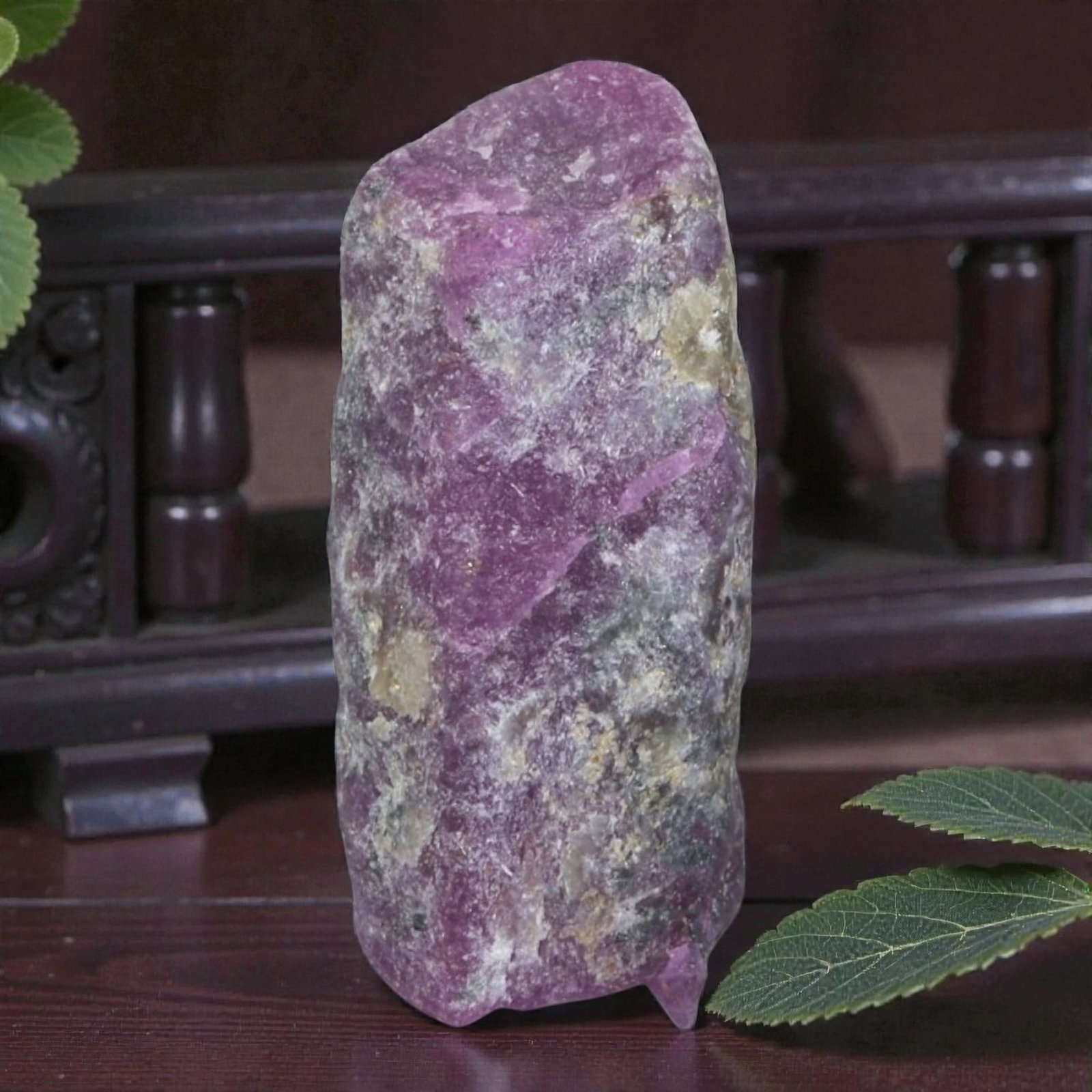 17.14ct Natural Mauritania Ruby Rough (Unheated), 69AM: This unheated Mauritania ruby rough is a striking natural crystal specimen, featuring a rich, saturated magenta hue with subtle purple undertones that deepen toward the core. The rough's rugged, natur