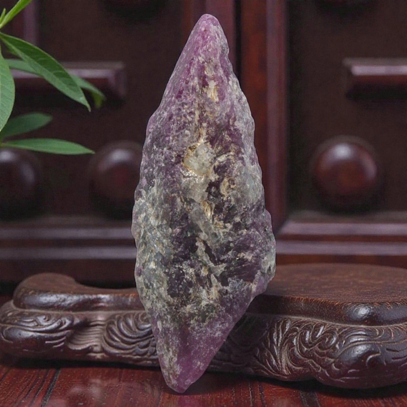 25.72ct Natural Mauritania Ruby Rough (Unheated), 78XA: This unheated Mauritania ruby rough is a striking natural crystal specimen, featuring a rich, saturated magenta hue with subtle purple undertones that deepen toward the core. The rough's rugged, natur