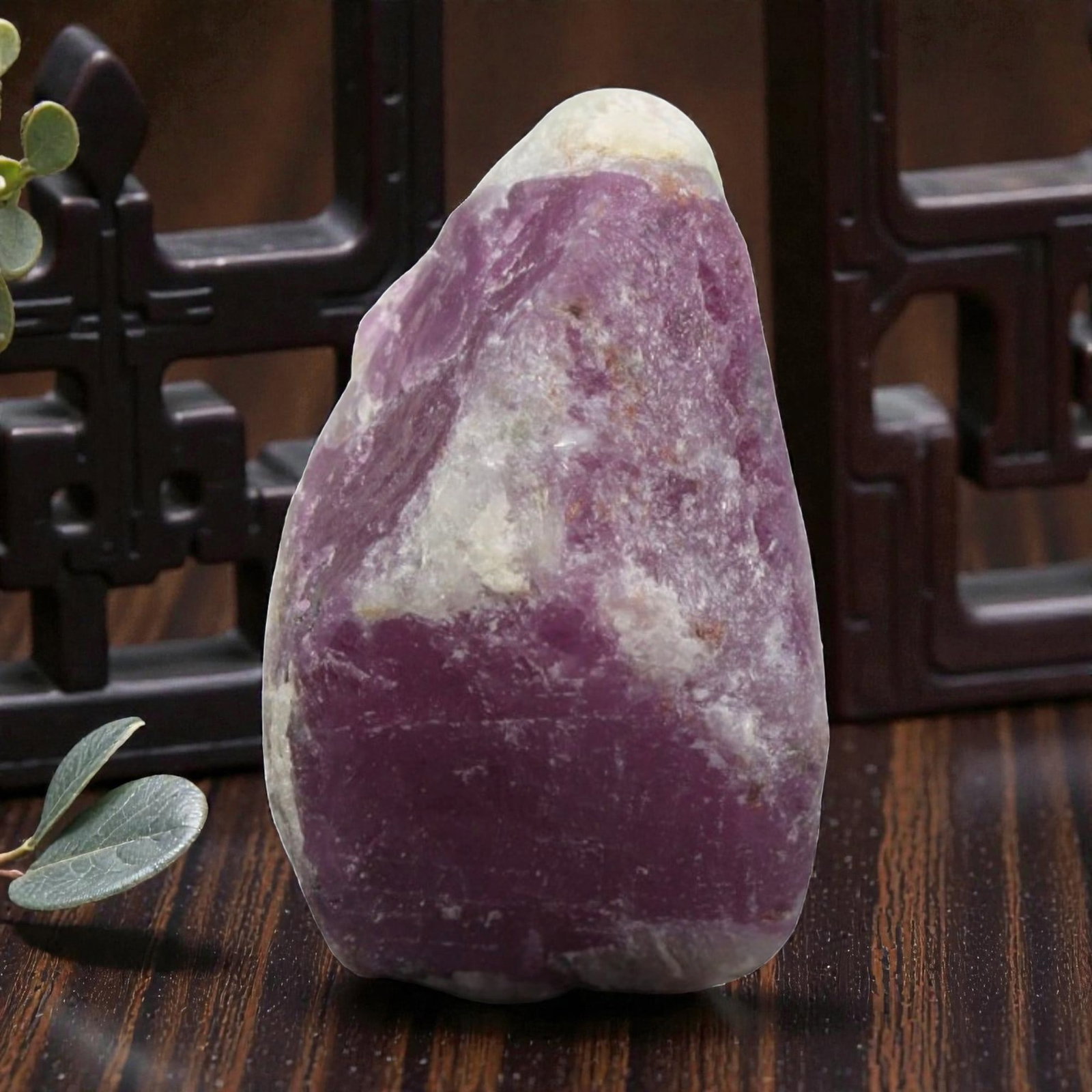 22.89ct Natural Mauritania Ruby Rough (Unheated), 84XA: This unheated Mauritania ruby rough is a striking natural crystal specimen, featuring a rich, saturated magenta hue with subtle purple undertones that deepen toward the core. The rough's rugged, natur
