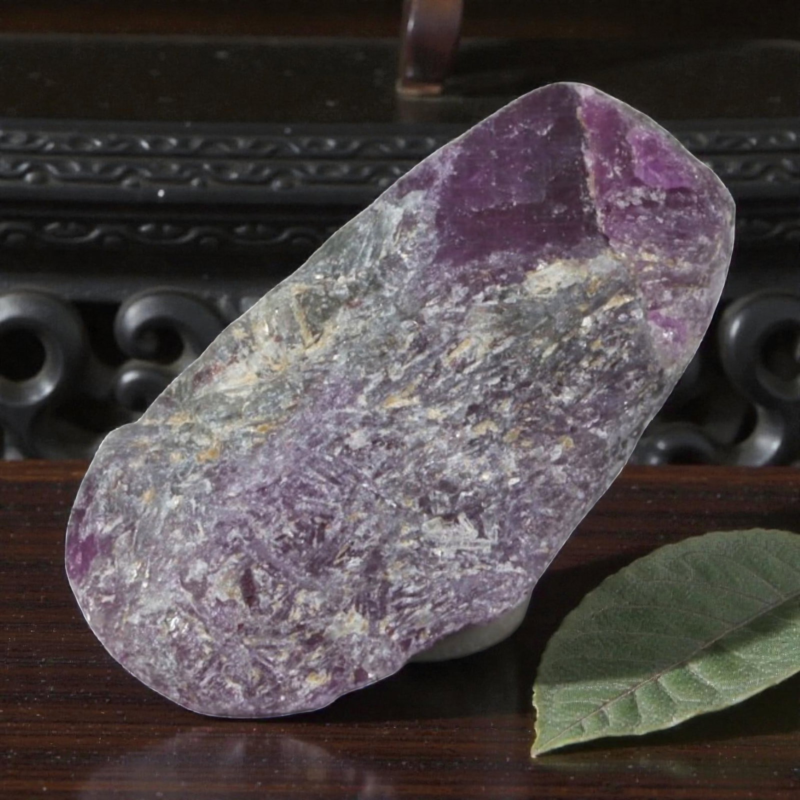 19.31ct Natural Mauritania Ruby Rough (Unheated), 52AM: This unheated Mauritania ruby rough is a striking natural crystal specimen, featuring a rich, saturated magenta hue with subtle purple undertones that deepen toward the core. The rough's rugged, natur