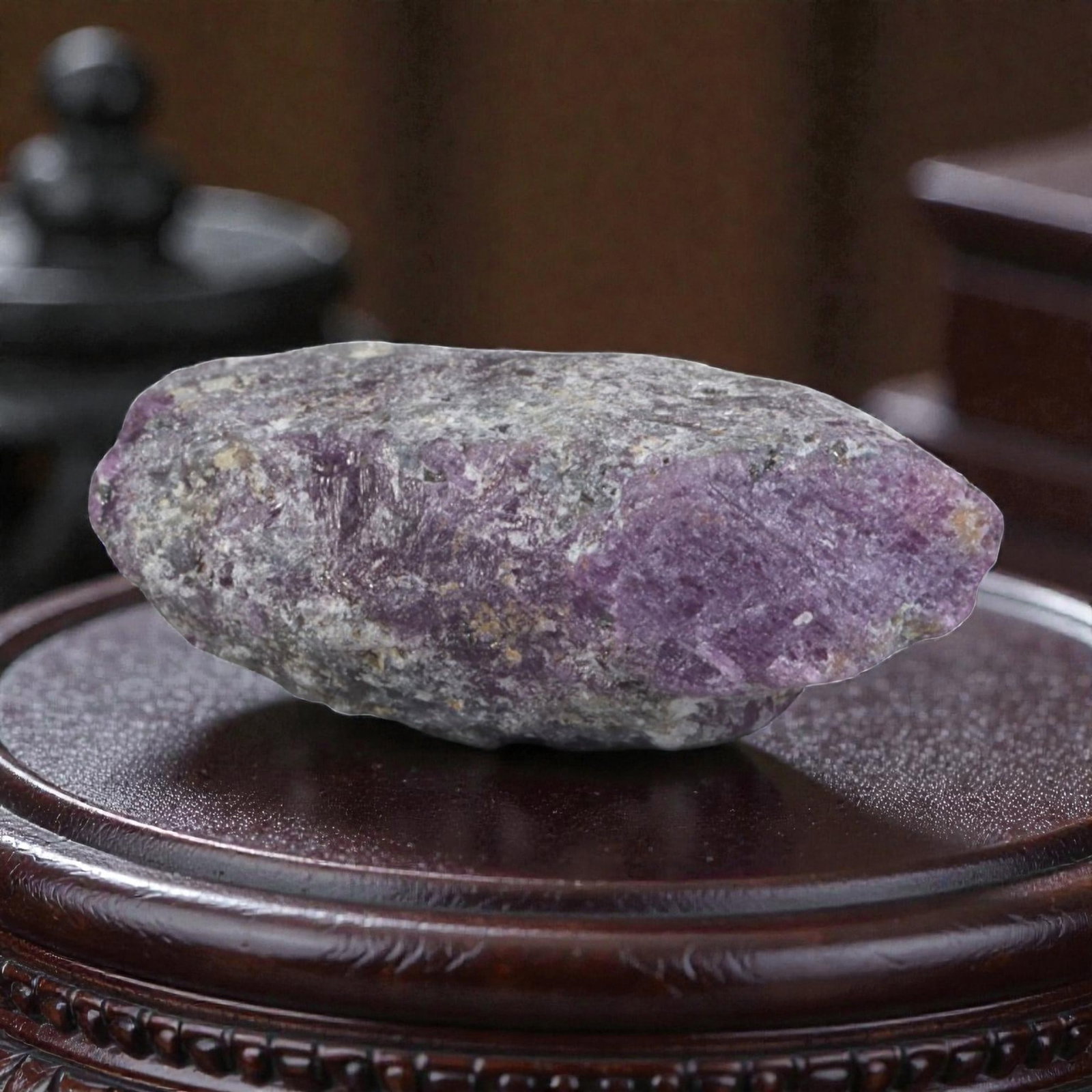 23.75ct Natural Mauritania Ruby Rough (Unheated), 48AM: This unheated Mauritania ruby rough is a striking natural crystal specimen, featuring a rich, saturated magenta hue with subtle purple undertones that deepen toward the core. The rough's rugged, natur